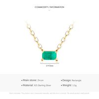 Ins Style Casual Rectangle Sterling Silver Plating Inlay Gem 14k Gold Plated Rhodium Plated Necklace main image 6