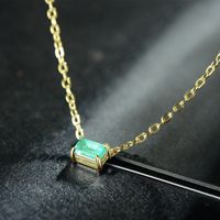 Ins Style Casual Rectangle Sterling Silver Plating Inlay Gem 14k Gold Plated Rhodium Plated Necklace main image 3