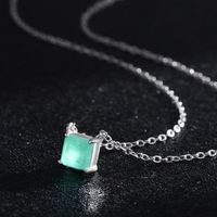 Ins Style Simple Style Square Sterling Silver Plating Inlay Gem 14k Gold Plated Rhodium Plated Necklace main image 6