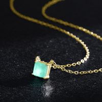 Ins Style Simple Style Square Sterling Silver Plating Inlay Gem 14k Gold Plated Rhodium Plated Necklace main image 4