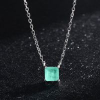 Ins Style Simple Style Square Sterling Silver Plating Inlay Gem 14k Gold Plated Rhodium Plated Necklace main image 7