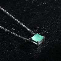 Ins Style Simple Style Square Sterling Silver Plating Inlay Gem 14k Gold Plated Rhodium Plated Necklace main image 5