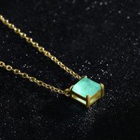 Ins Style Simple Style Square Sterling Silver Plating Inlay Gem 14k Gold Plated Rhodium Plated Necklace main image 2