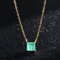 Ins Style Simple Style Square Sterling Silver Plating Inlay Gem 14k Gold Plated Rhodium Plated Necklace main image 3
