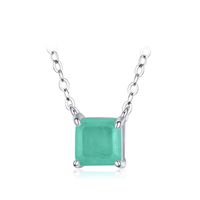 Ins Style Simple Style Square Sterling Silver Plating Inlay Gem 14k Gold Plated Rhodium Plated Necklace sku image 1