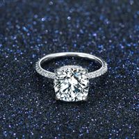 Luxurious Square Sterling Silver Plating Inlay Zircon Rhodium Plated Rings main image 2