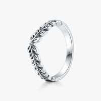 Ins Style Simple Style Leaves Sterling Silver Plating Inlay Zircon Rings main image 2