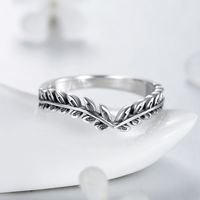 Ins Style Simple Style Leaves Sterling Silver Plating Inlay Zircon Rings main image 5