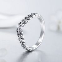 Ins Style Simple Style Leaves Sterling Silver Plating Inlay Zircon Rings main image 1