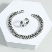 Men&#39;s Stainless Steel Roman Numeral Ring Chain Bracelet main image 1