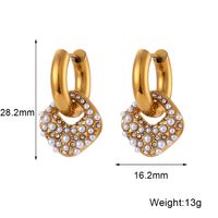 1 Pair Modern Style Artistic Square Stainless Steel Plating Inlay Artificial Pearls Rhinestones 18k Gold Plated Drop Earrings main image 5