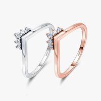 Simple Style Crown Sterling Silver Plating Inlay Zircon Rose Gold Plated Rings main image 1