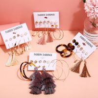 Acrylic Artificial Pearl Circle Tassel Earrings Set 6 Piece Set Hot Selling Earrings Wholesale Nihaojewelry main image 2