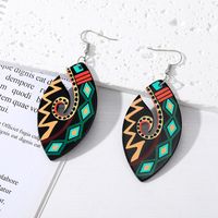 Ethnic Style Leaf Color Block Arylic Plate Resin Women's Drop Earrings sku image 2