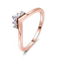 Simple Style Crown Sterling Silver Plating Inlay Zircon Rose Gold Plated Rings sku image 6