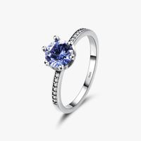 Elegant Solid Color Sterling Silver Plating Inlay Zircon Rings sku image 1