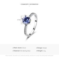 Elegant Solid Color Sterling Silver Plating Inlay Zircon Rings main image 5