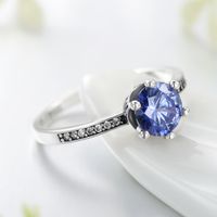 Elegant Solid Color Sterling Silver Plating Inlay Zircon Rings main image 2