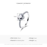 Elegant Heart Shape Sterling Silver Plating Inlay Zircon Rings main image 5