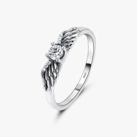 Vintage Style Angel Wings Sterling Silver Plating Inlay Zircon Thai Silver Rings main image 1