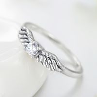 Vintage Style Angel Wings Sterling Silver Plating Inlay Zircon Thai Silver Rings main image 2