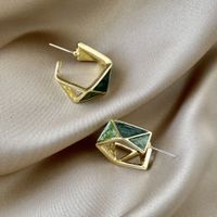 1 Pair Vintage Style Simple Style C Shape Triangle Irregular Plating Alloy Gold Plated Ear Studs main image 4