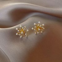 1 Pair Ins Style Sweet Flower Copper Plating Inlay Pearl Zircon Ear Clips main image 2