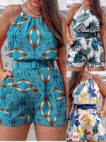 Women's Casual Vacation Leaf Polyester Printing Shorts Sets main image 1