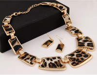 Europäische Und Amerikanische Mode Metall Leopard Vielseitig Geometrische Temperament Übertrieben Kragen Halskette Ohrringe Set main image 1