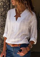 Women's Blouse Long Sleeve T-shirts Patchwork Basic Solid Color main image 6