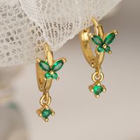 1 Pair Simple Style Commute Butterfly Copper Plating Inlay Zircon 18k Gold Plated Drop Earrings sku image 1