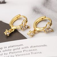 1 Pair Simple Style Commute Butterfly Copper Plating Inlay Zircon 18k Gold Plated Drop Earrings main image 3