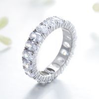 Luxurious Oval Sterling Silver Plating Inlay Zircon Rhodium Plated Rings main image 4