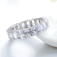 Luxurious Oval Sterling Silver Plating Inlay Zircon Rhodium Plated Rings main image 3
