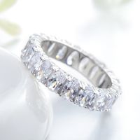 Luxurious Oval Sterling Silver Plating Inlay Zircon Rhodium Plated Rings main image 2