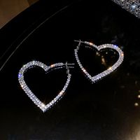 Estilo Simple Forma De Corazón Aleación Embutido Diamantes De Imitación Mujeres Pendientes De Aro main image 5