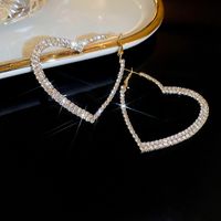 Estilo Simple Forma De Corazón Aleación Embutido Diamantes De Imitación Mujeres Pendientes De Aro main image 3