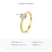 Shiny Rectangle Sterling Silver Plating Inlay Zircon 14k Gold Plated Rhodium Plated Rings main image 4