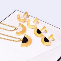 Elegant Semicircle Titanium Steel Inlay Shell Women's Earrings Necklace main image 6