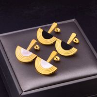 Elegant Semicircle Titanium Steel Inlay Shell Women's Earrings Necklace main image 2