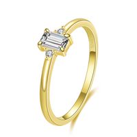 Shiny Rectangle Sterling Silver Plating Inlay Zircon 14k Gold Plated Rhodium Plated Rings sku image 6