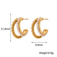 1 Pair Modern Style C Shape Plating Inlay Stainless Steel Artificial Pearls 18k Gold Plated Ear Studs main image 5