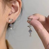 Simple Style Bow Knot Alloy Inlay Opal Women's Drop Earrings main image 1