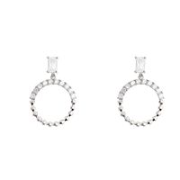 Ins Style Korean Style Circle Alloy Inlay Rhinestones Silver Plated Women's Drop Earrings main image 2