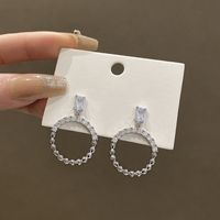 Ins Style Korean Style Circle Alloy Inlay Rhinestones Silver Plated Women's Drop Earrings main image 5
