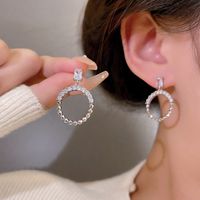 Ins Style Korean Style Circle Alloy Inlay Rhinestones Silver Plated Women's Drop Earrings main image 1