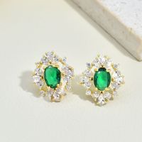 Retro Flower Titanium Steel Inlay Artificial Gemstones Women's Rings Earrings Necklace main image 4