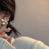 Modern Style Korean Style Flower Alloy Inlay Artificial Pearls Gold Plated Women's Ear Studs main image 3