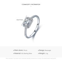 Ins Style Elegant Rectangle Sterling Silver Plating Inlay Zircon Rhodium Plated Rings main image 4