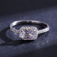Ins Style Elegant Rectangle Sterling Silver Plating Inlay Zircon Rhodium Plated Rings main image 2